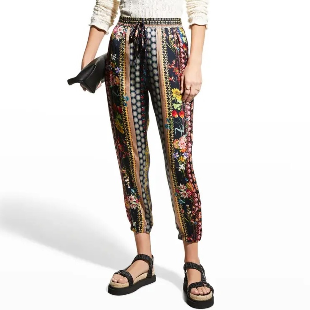 NWT Johnny Was Garden Madden Charmeuse Jogger S Small Silk Patchwork Floral